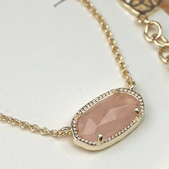 Kendra Scott Elisa Pendant Necklace in Rose Quartz + Dust Bag - Picture 4 of 4